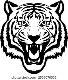 Tiger portrait vector contour And Vector illustration