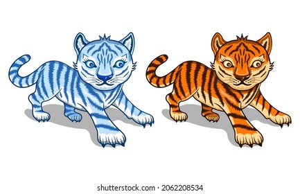 Tiger posing isolated cartoon style