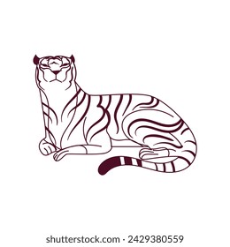 Tiger Predator Animal Outline Illustration