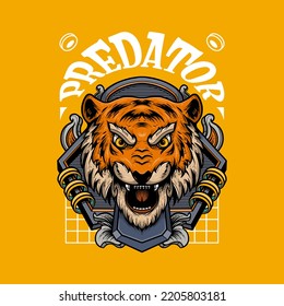 Tiger predator ornamental poster illustration