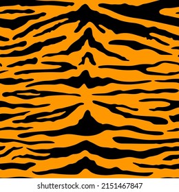 Fondo de impresión del tigre. Textura vectorial de piel animal salvaje, patrón de rayas negras sobre fondo naranja. Paneles abstractos de safari en la jungla.