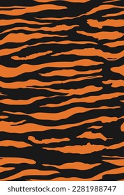 
Tiger print, orange background, seamless texture, urban design on textile.