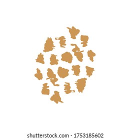 Tiger print pattern, isolated element, safari animal skin, vector texture decoration. Safari animal print pattern of tiger, abstract brown stripes on white background, African savanna art design