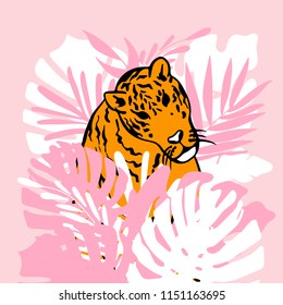 Tiger print. vector illustration. Graphical. 