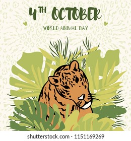 Tiger print. vector illustration. Graphical. vector wold animal day banner