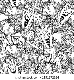 Tiger print. vector illustration. Graphical. Pattern for fabric, seamless background