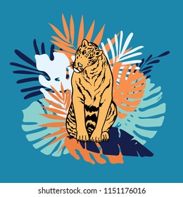 Tiger print. vector illustration. Graphical. 