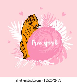 Tiger print. vector illustration. Graphical. 