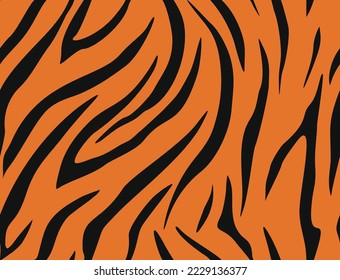 Tiger print vector pattern, animal print, orange black background