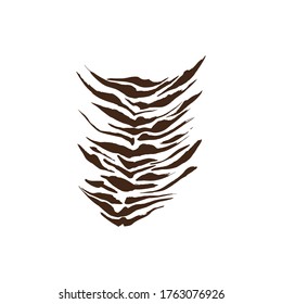 Tiger prints pattern, isolated element, safari animal skin, vector texture decoration. Safari animal print pattern of tiger, abstract brown stripes on white background, African savanna art design
