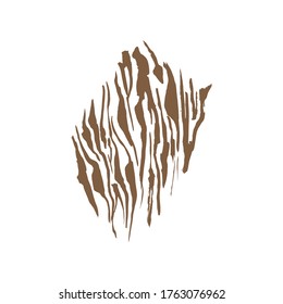 Tiger prints pattern, isolated element, safari animal skin, vector texture decoration. Safari animal print pattern of tiger, abstract brown stripes on white background, African savanna art design