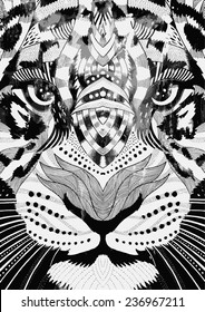 tiger psychedelic drawing