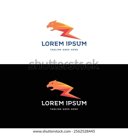 Tiger Puma Jaguar Leopard Power Light Energy Blitz Light Icon Logo Design Vector