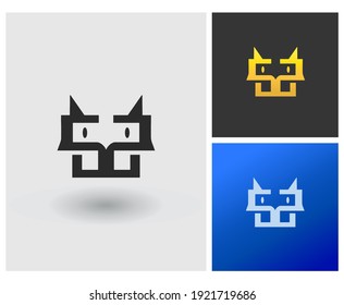 Tiger, puma, jaguar, panther, cat head face logo letter SS, vector logo idea