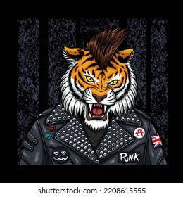 Tiger punk style vector illustration for your company or brand