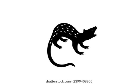 Tiger quoll , black isolated silhouette