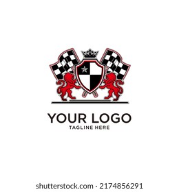 Diseño del logotipo del vector premium del escudo de raza tigre
