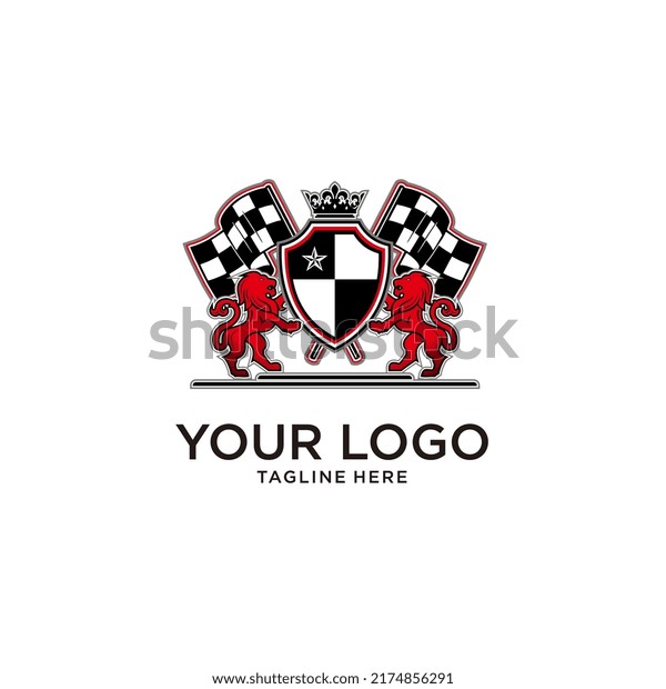 Tiger race shield\
premium vector logo\
design