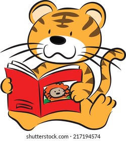 tiger reading