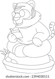 Tiger Reading Book Animal Vektorgrafik Illustration