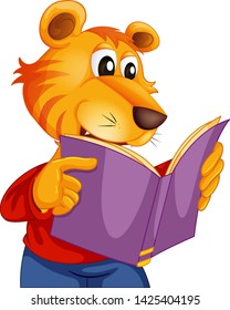 A Tiger Reading Book  Illustration