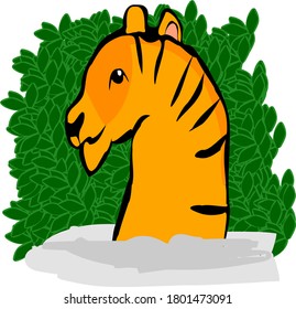 Tiger Resting In Water Wildlife Vector Illustration