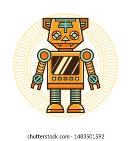 Tiger. Retro animal robot, design for print, tshirt and poster. 