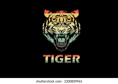 Tiger retro vintage landscape design