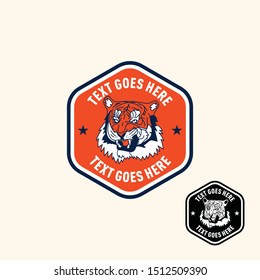 Tiger retro vintage patch badge style for sport logo or apparel emblem 