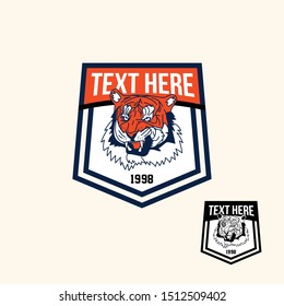 Tiger retro vintage patch badge style for sport logo or apparel emblem 