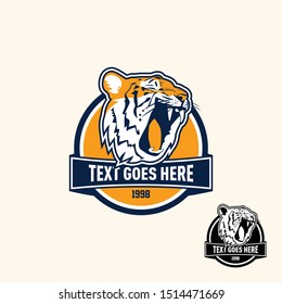 Tiger retro vintage patch badge style emblem template