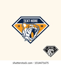 Tiger retro vintage patch badge style emblem template