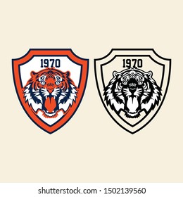 Tiger retro vintage patch for sport logo or apparel emblem template  