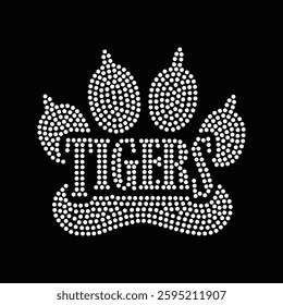 Tiger Rhinestone T-shirt Design Vector Template 