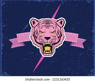 tiger in ribbon patch poster