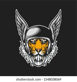 tiger rider head vector illustration