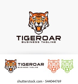 Tiger roar logo design. Animal head, Big cat, Wild tiger logo concept. Vector logo template
