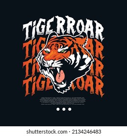 tiger roar with street wear layout design