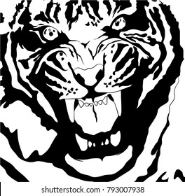 Tiger Roaring Head