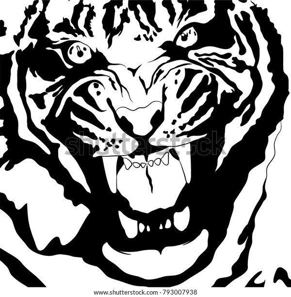 Tiger Roaring Head Stock Vector (Royalty Free) 793007938