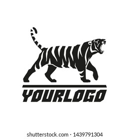 Tiger roaring logo sign emblem on white background vector illustration