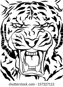 tiger roaring outline