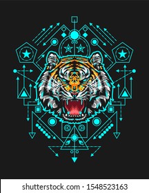 Tiger Roaring in sacred geometry