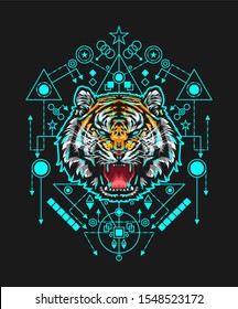 Tiger Roaring in sacred geometry
