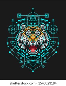 Tiger Roaring in sacred geometry