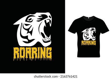 Tiger Roaring t shirt design. Beautiful roaring t shirt