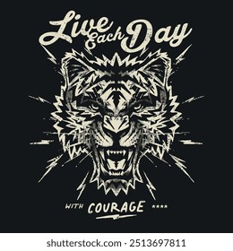 TIGER ROARING T-SHIRT ILUSTRAÇÃO VETORIAL