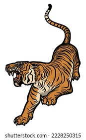 Tiger roaring - vector illustration 