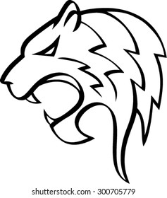 Tiger roaring. Vector illustration of a tiger head.