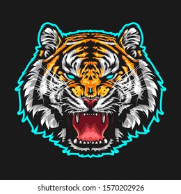 Tiger Roaring in vector style